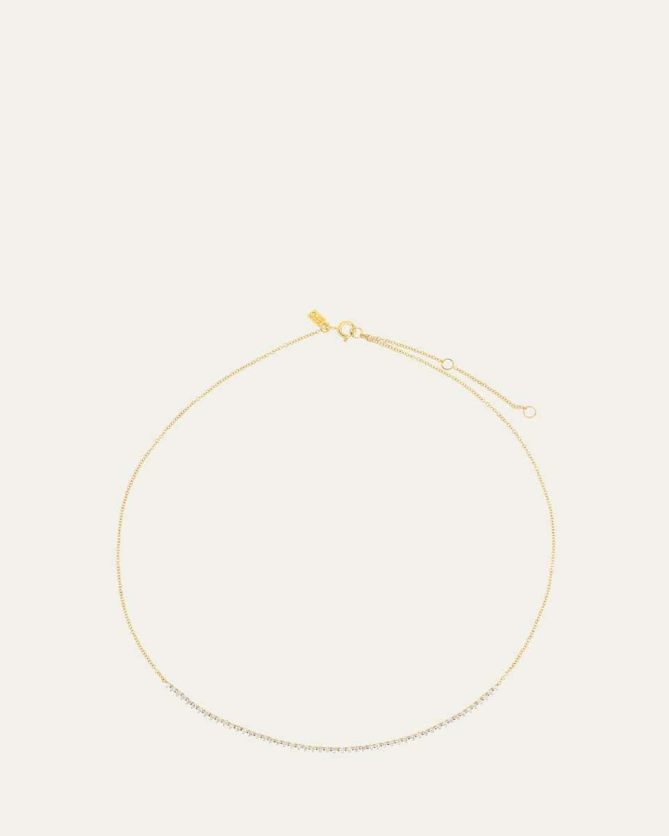 14K Yellow Gold Diamond Segment Necklace, 16-18"L